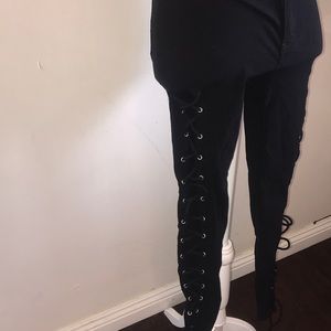 High waisted laced black pants
